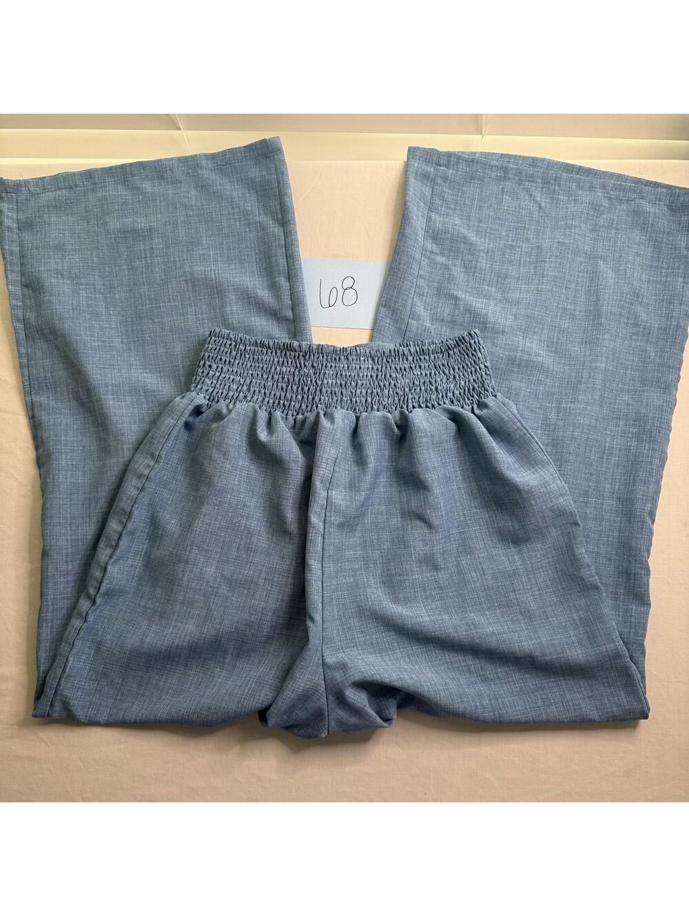 SHEIN Light Blue Wide Leg Pants with Smocked Waistband Size L